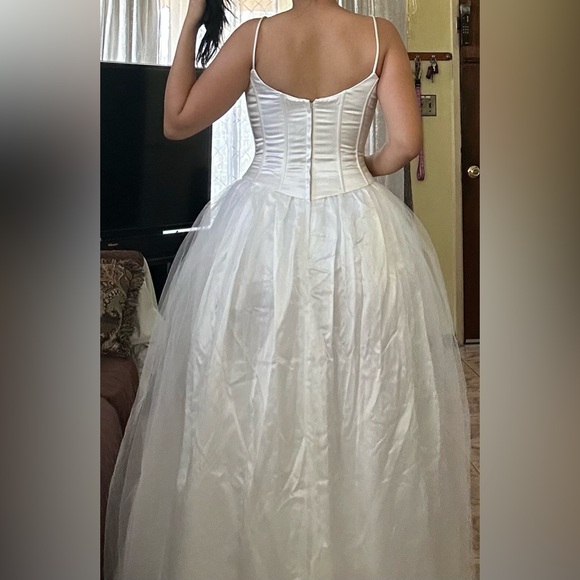 Vintage Jessica McClintock White Satin Dress - Picture 7 of 7